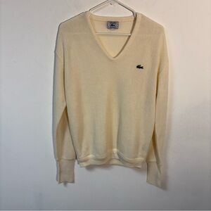 Vintage Lacoste IZOD Men’s Sweater Pullover V Neck Ivory Large